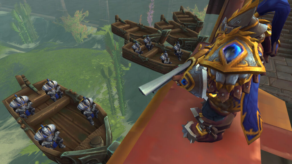 WoW Alliance warriors on boats